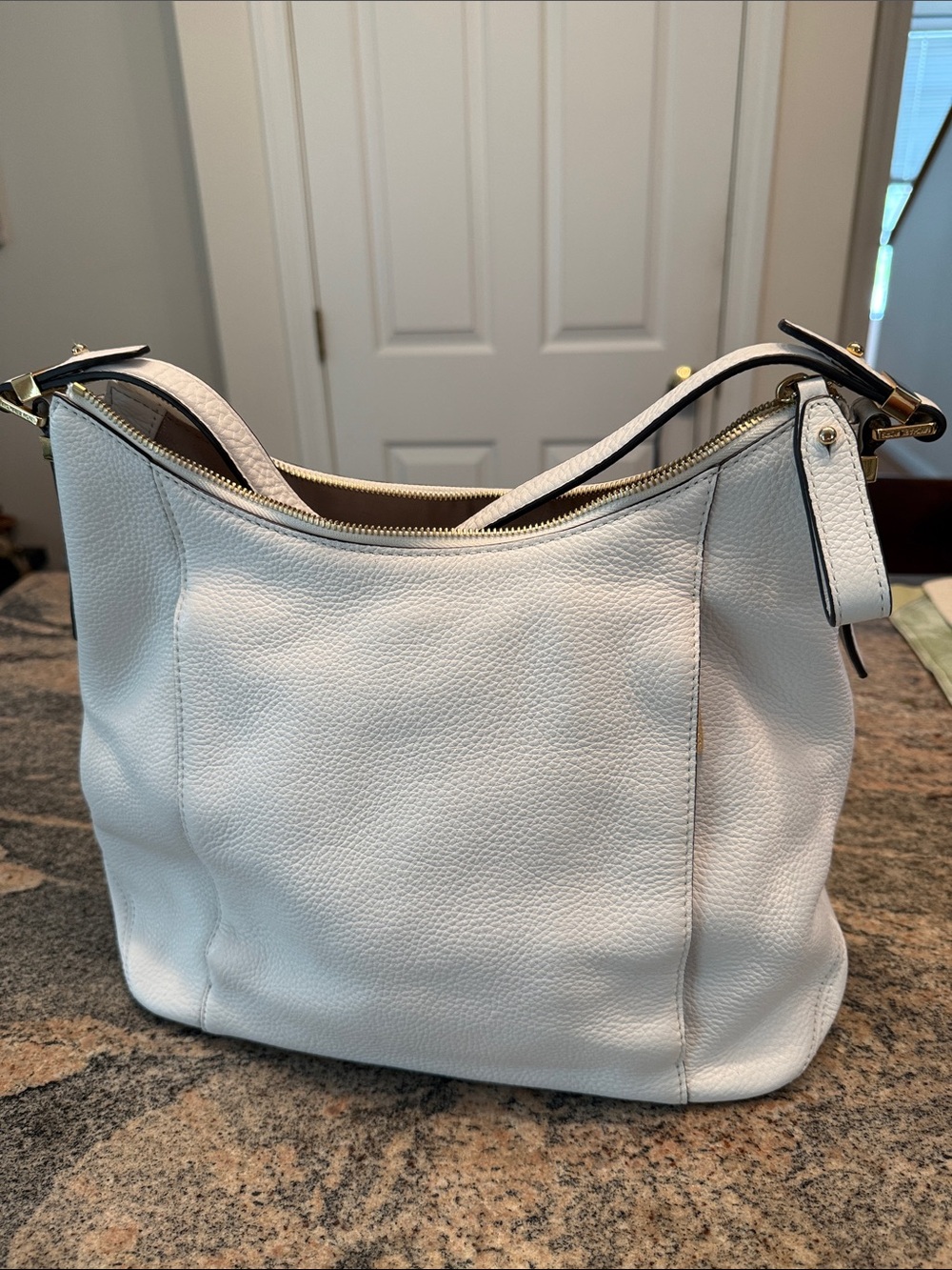 MICHAEL Michael Kors White Pebbled Leather Shoulder Bag